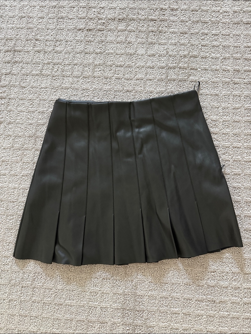 Zara Black Pleated Faux Leather Mini Skirt